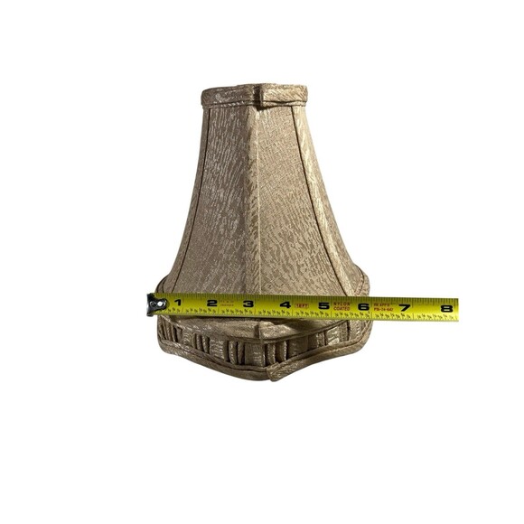 Vintage Small Clip On Lamp Shade Beige Scalloped Edge Fabric Interior 8" Tall - Picture 3 of 8